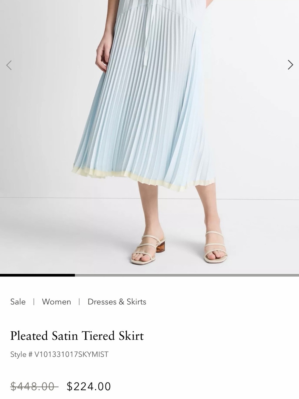 NWT Vince Pleated Midi Skirt in Light Blue with pockets Retails $448 Size XL - Picture 4 of 10